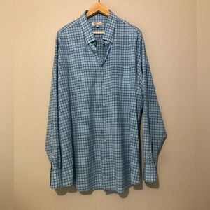 Peter Millar Summer Comfort Men's XXL Blue Check Button Down Shirt